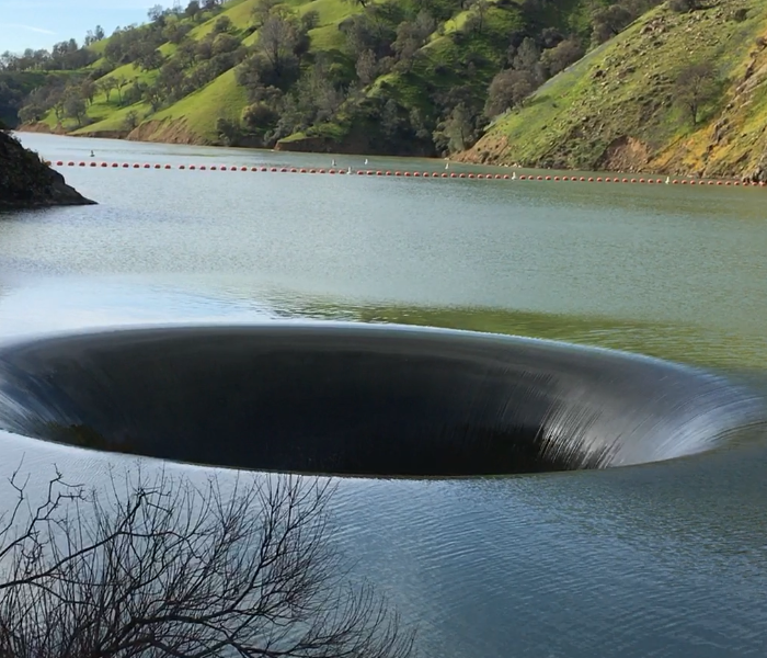 The Glory Hole is draining water from Lake Berryessa